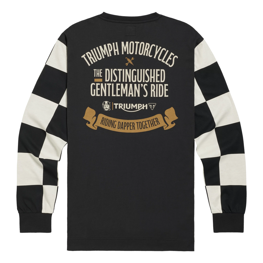 Dudley DGR Long Sleeve Tee in dark gray with a crew neck and relaxed fit, displayed on a plain white background.