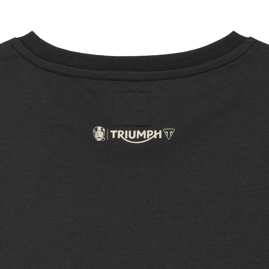 Gerald DGR Tee in dark gray with a minimalist graphic design on the front and a classic crew neck style.