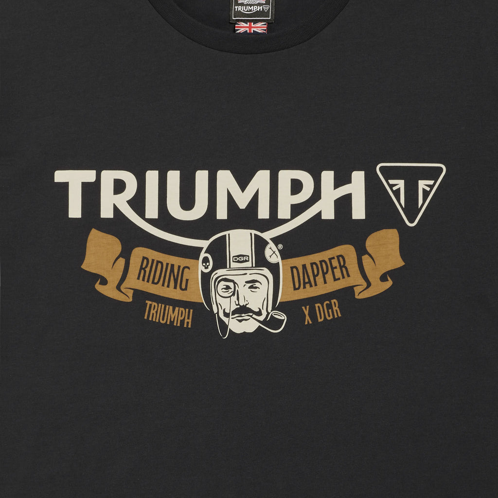 Gerald DGR Tee in dark gray with a minimalist graphic design on the front and a classic crew neck style.