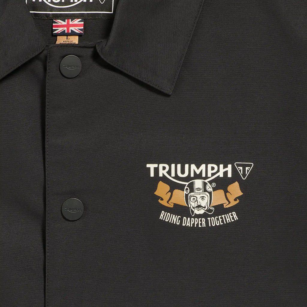 Harold DGR Jacket in dark fabric with a zip front, high collar, and subtle stitching details.