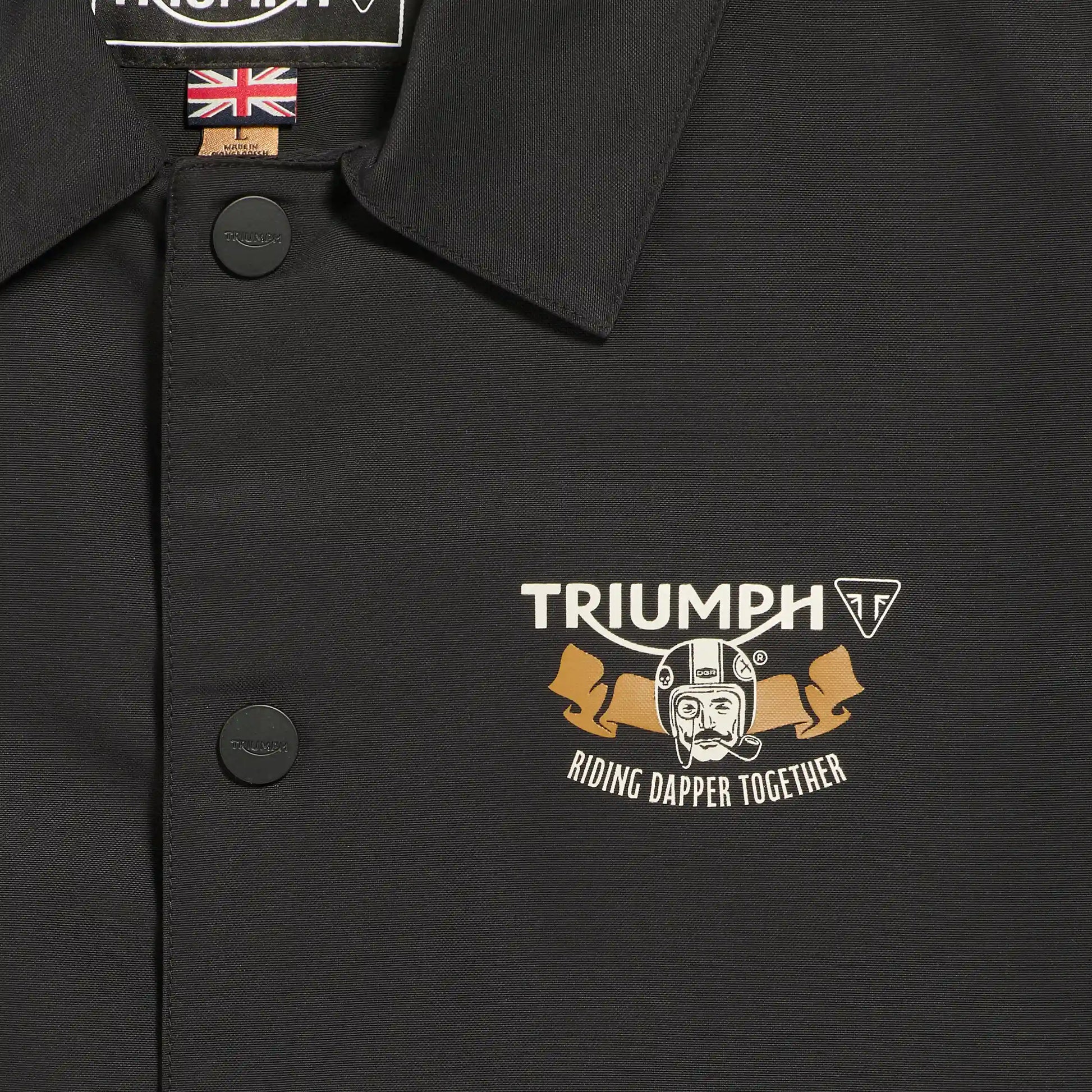 Harold DGR Jacket in dark fabric with a zip front, high collar, and subtle stitching details.