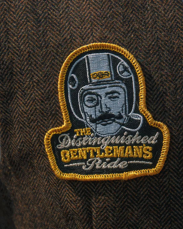 Heritage Patch in yellow with a vintage-style embroidered design and bold lettering.