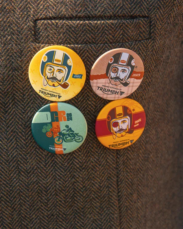 A yellow Heritage Patch with a vintage-style design and stitched edges.